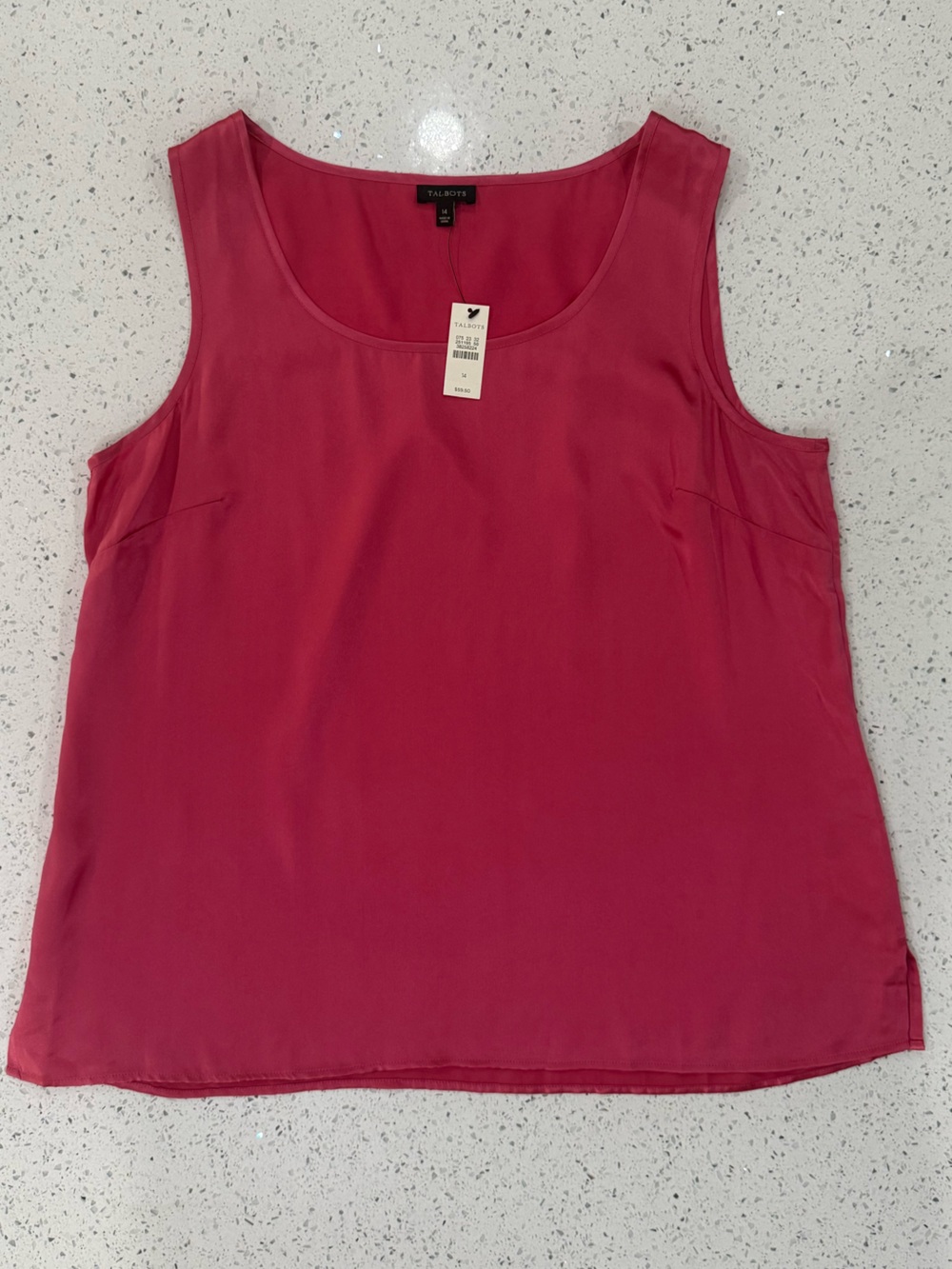 Talbots NWT Pink Sleeveless Scoop Neck Blouse Size 14